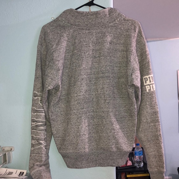 PINK Quarter Zip Gray/White/Black Speckled - Picture 2 of 7